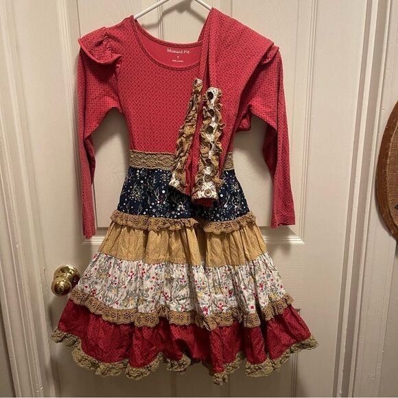 Mustard Pie Kids Matching Set - Red and Gold - Picture 1 of 10